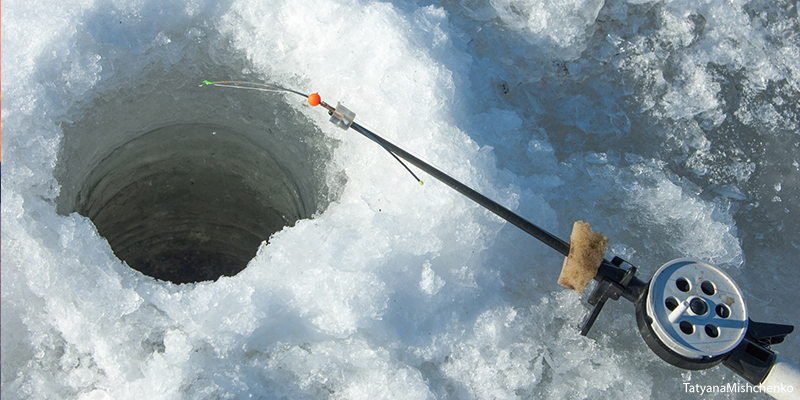 Ice fishing hole.